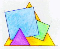 To likesidete trekanter og to kvadrater. Alle er av ulik størrelse.